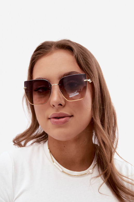 Randlose Cat-Eye-Sonnenbrille mit UV 400 Filter braun