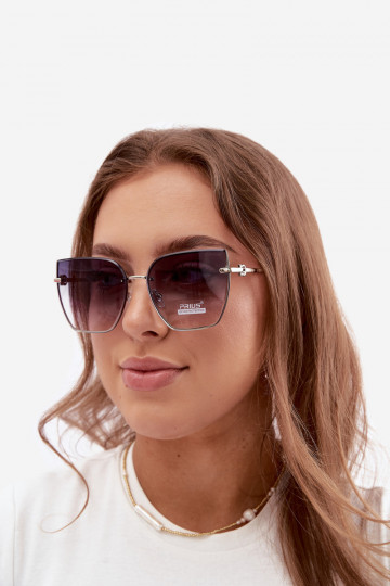 Randlose Cat-Eye-Sonnenbrille mit UV 400 Filter dunkelblau