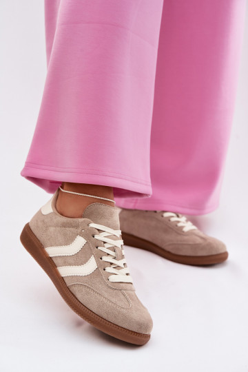 Beige Damen-Sneaker aus Kunstveloursleder Jesavella