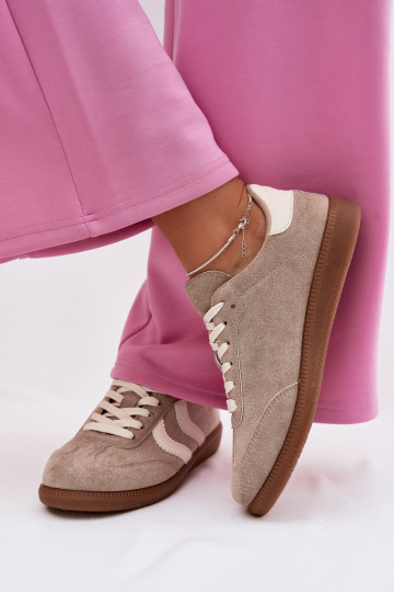 Beige Damen-Sneaker aus Kunstveloursleder Jesavella 2