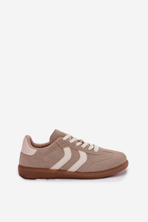 Beige Damen-Sneaker aus Kunstveloursleder Jesavella