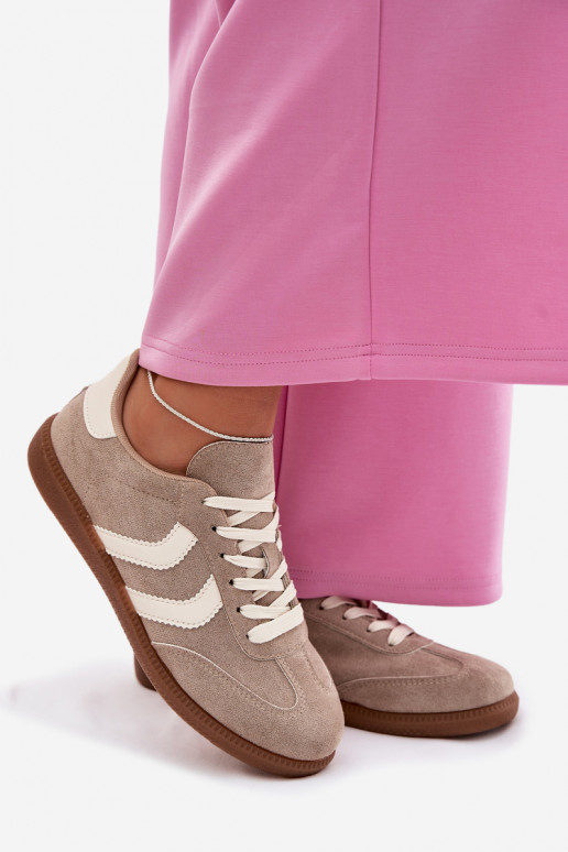 Beige Damen-Sneaker aus Kunstveloursleder Jesavella
