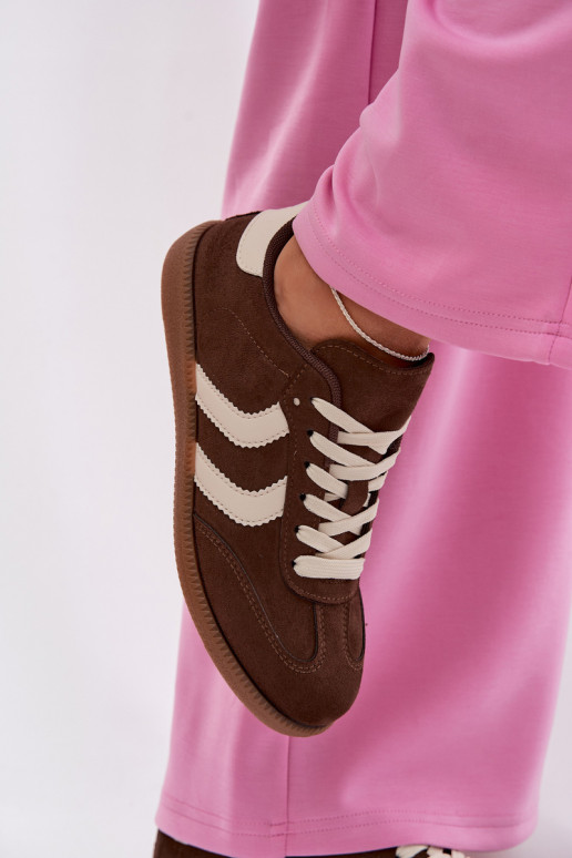 Schokoladen Damen-Sneaker aus Kunstveloursleder Jesavella