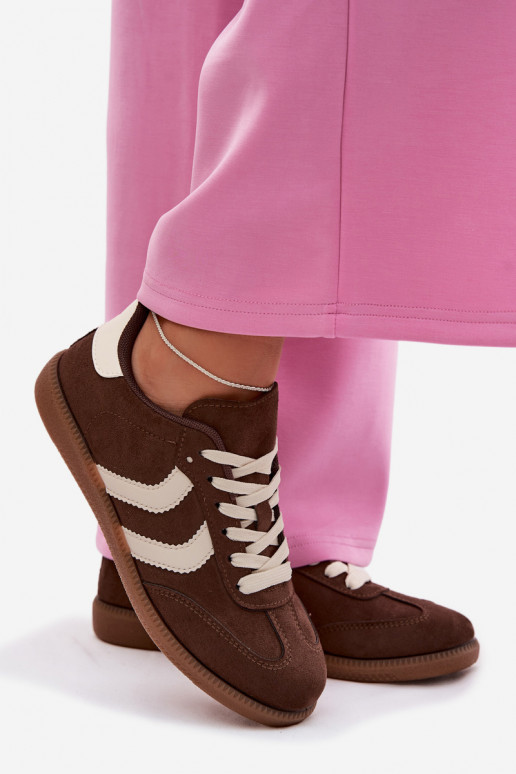 Schokoladen Damen-Sneaker aus Kunstveloursleder Jesavella