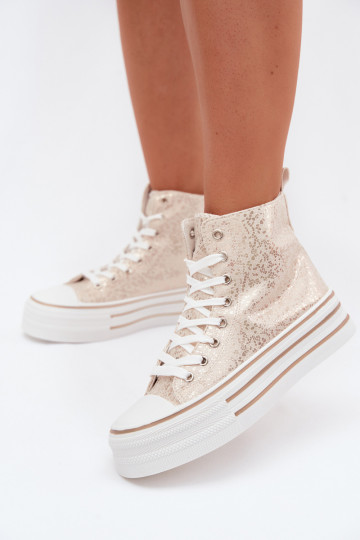 Goldene Damen Freizeistiefel auf Plattform INildrose 2