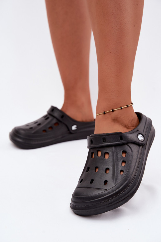 Schwarze Damen leichte Clogs Cobble