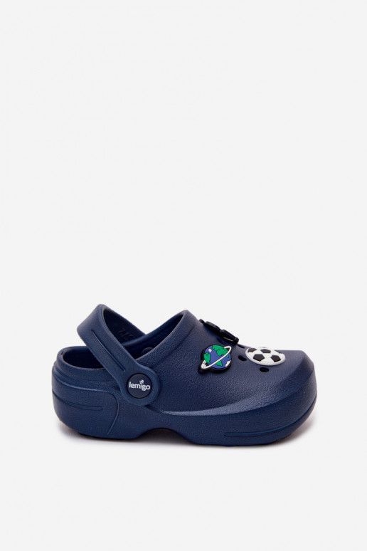 Dunkelblaue Jungen leichte Clogs mit Schnallen LEMIGO COSMO