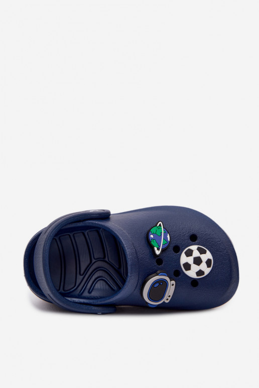 Dunkelblaue Jungen leichte Clogs mit Schnallen LEMIGO COSMO