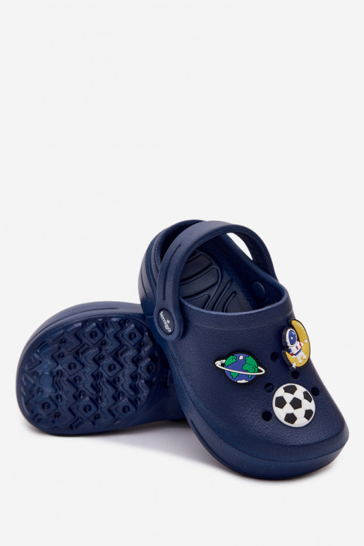 Dunkelblaue Jungen leichte Clogs mit Schnallen LEMIGO COSMO
