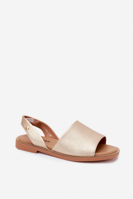 Goldfarbene Sandalen mit breiten Absätzen Pollyanna