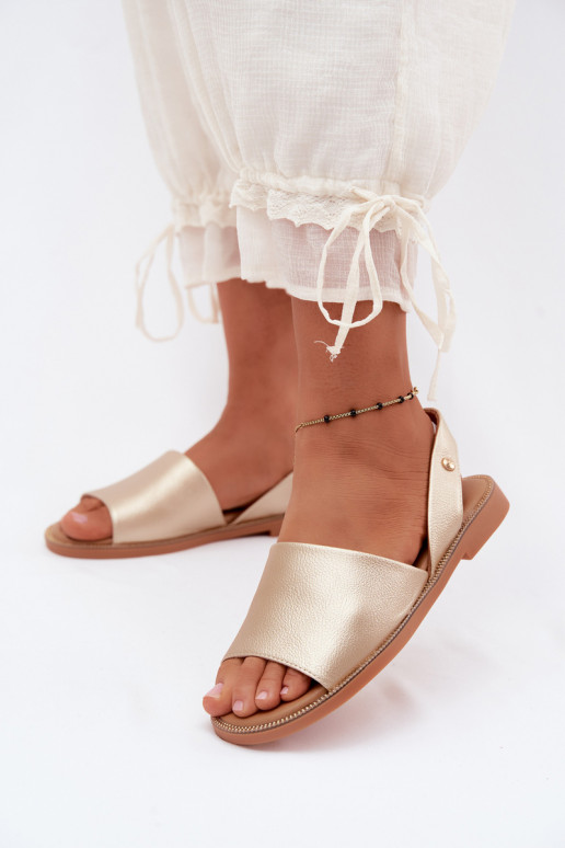 Goldfarbene Sandalen mit breiten Absätzen Pollyanna