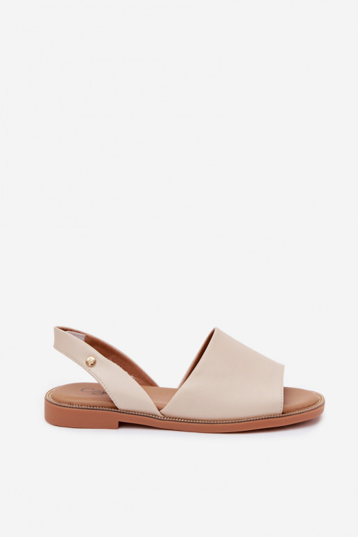 Sandfarbenen Sandalen mit breiten Absätzen Pollyanna