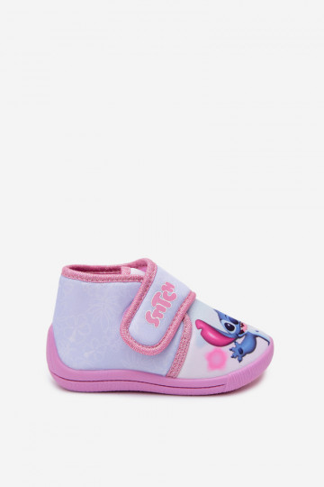 Kinder Hausschuhe mit Klettverschluss STITCH rosa 2