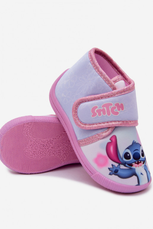 Kinder Hausschuhe mit Klettverschluss STITCH rosa