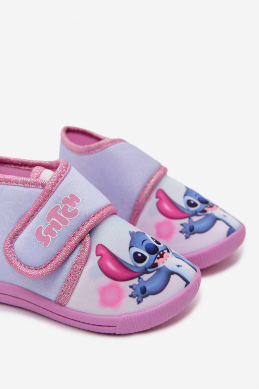 Kinder Hausschuhe mit Klettverschluss STITCH rosa