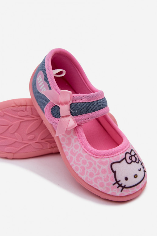 Kinder Hausschuhe mit Klettverschluss HELLO KITTY rosa