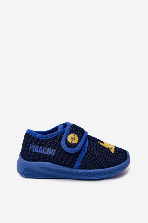Jungen Hausschuhe mit Klettverschluss Pikachu dunkelblau