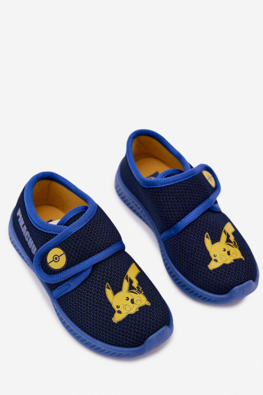 Jungen Hausschuhe mit Klettverschluss Pikachu dunkelblau
