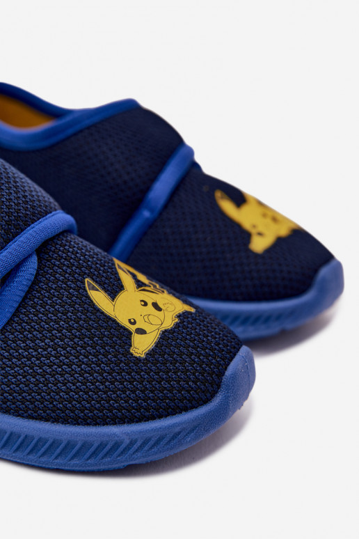 Jungen Hausschuhe mit Klettverschluss Pikachu dunkelblau