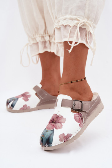 Damen Clogs mit Schnallen sandfarben
