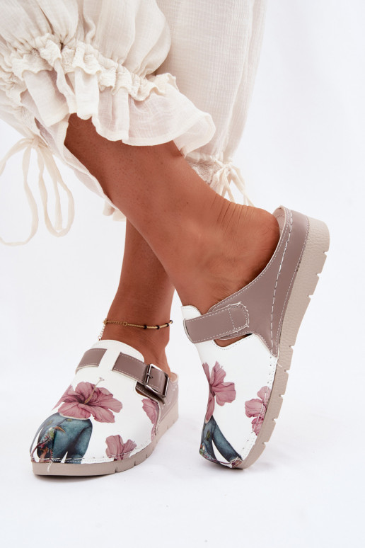 Damen Clogs mit Schnallen sandfarben