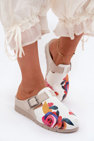 Damen Clogs mit Schnallen sandfarben