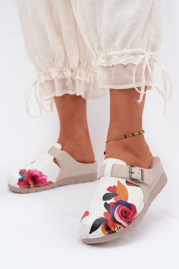 Damen Clogs mit Schnallen sandfarben 2