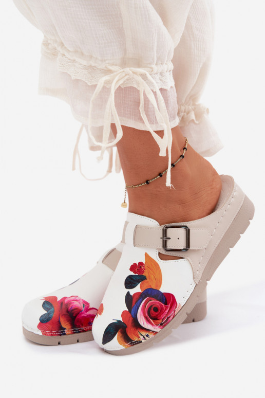 Damen Clogs mit Schnallen sandfarben