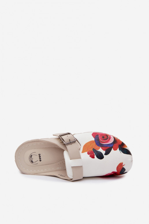 Damen Clogs mit Schnallen sandfarben