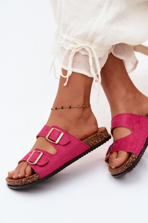 Damen rosa Slipper mit Schnallen Brigid