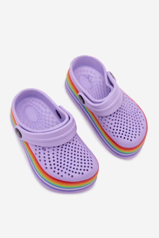 Leichte lila Kinderclogs mit Riemen Tansy