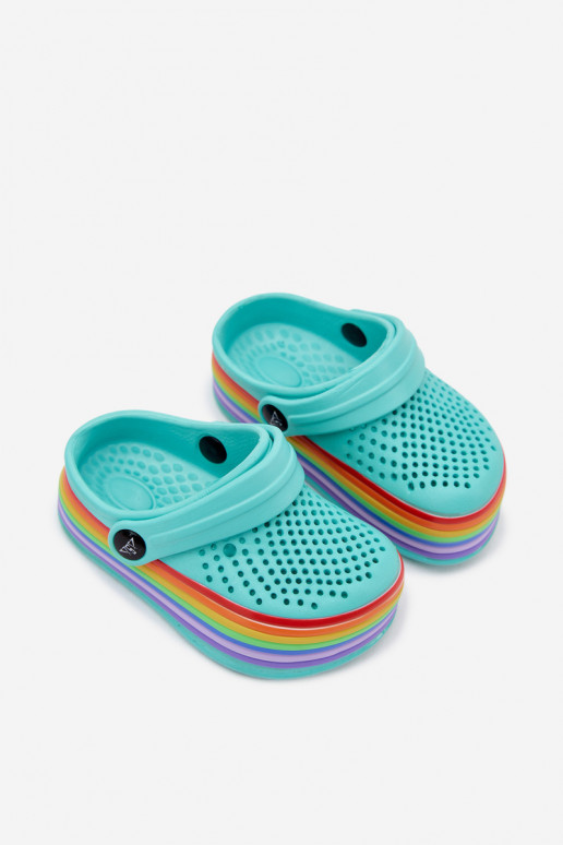 Kinderleichte türkisfarbene Slipper mit Riemen Tansy