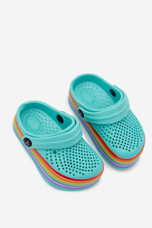 Kinderleichte türkisfarbene Slipper mit Riemen Tansy