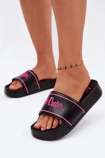 Damen schwarze Slipper mit Plattform Lee Cooper