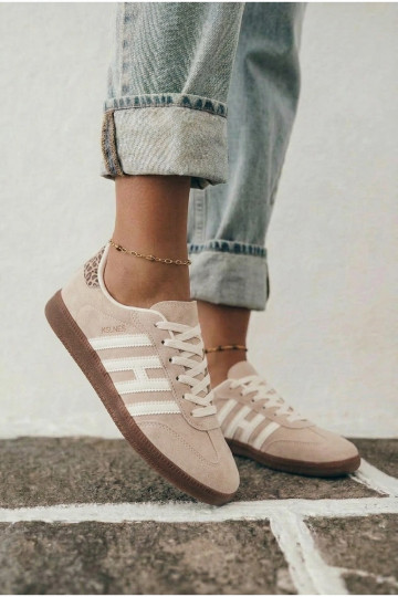 Herren sandfarbene Sneakers mit Riemen Chrissy