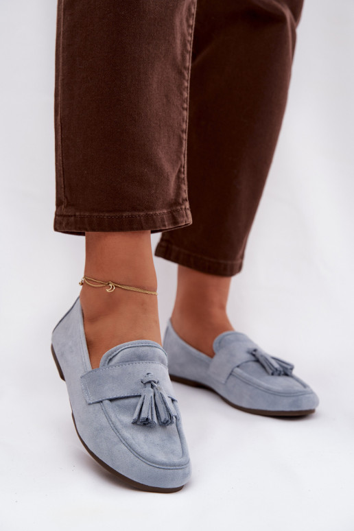 Damenmokassins mit Quasten in Blau Clarisse