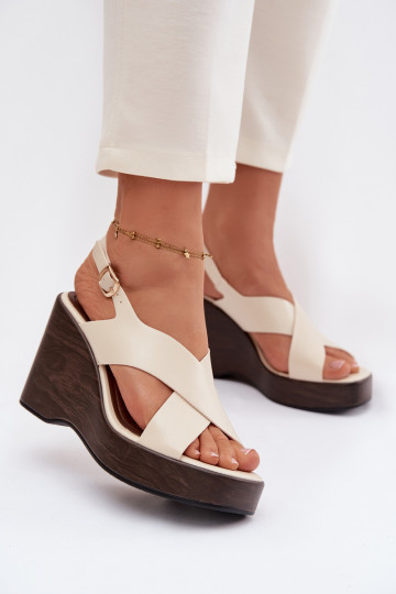 Damen-Sandalen aus Kunstleder in Sandfarbe Janivra 2