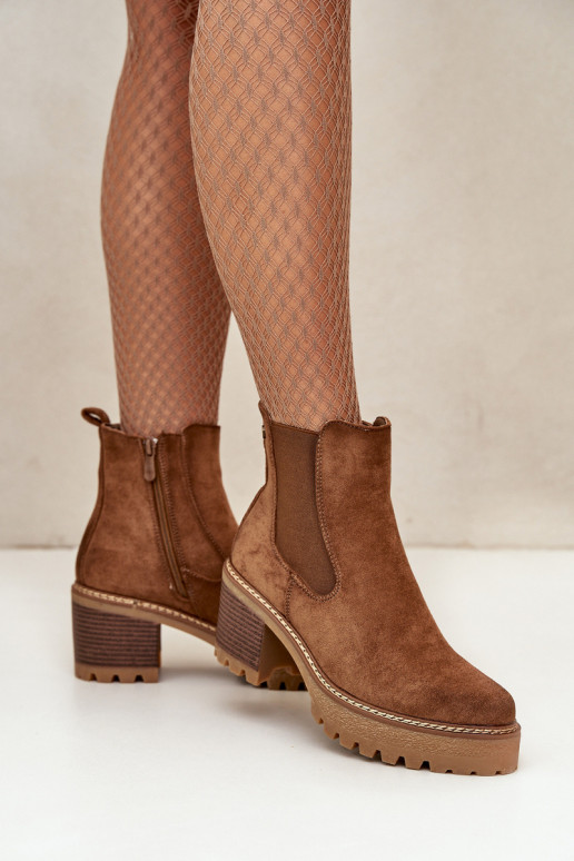 Damen isolierte Stiefeletten aus Kunstsuede in brauner Farbe Irissinae