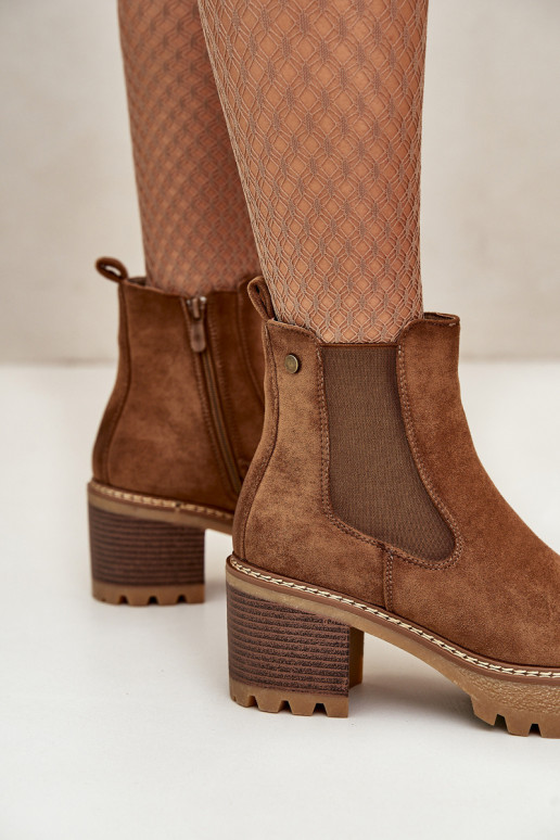 Damen isolierte Stiefeletten aus Kunstsuede in brauner Farbe Irissinae