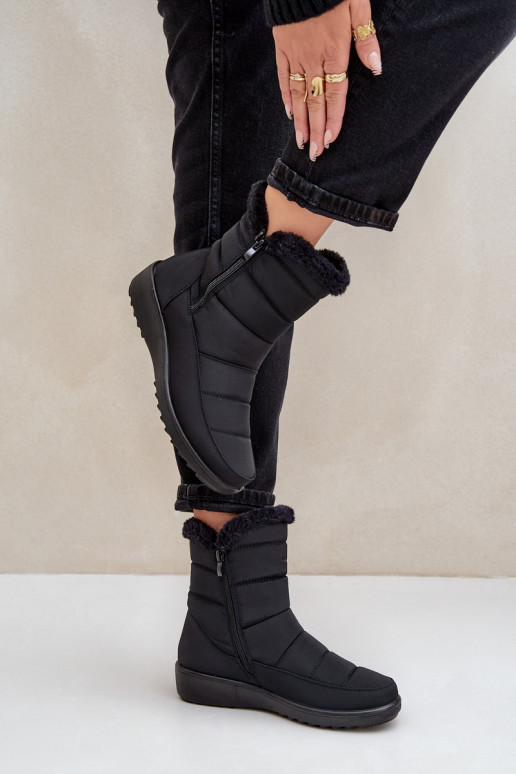 Damen Schneestiefel mit Fell in Schwarz Fiorittia