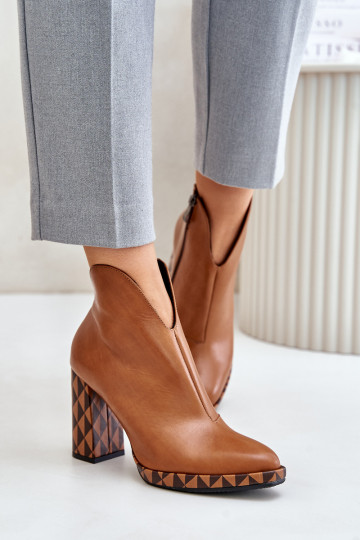 Braune Lederstiefeletten mit Absätzen Laura Messi 2836 2
