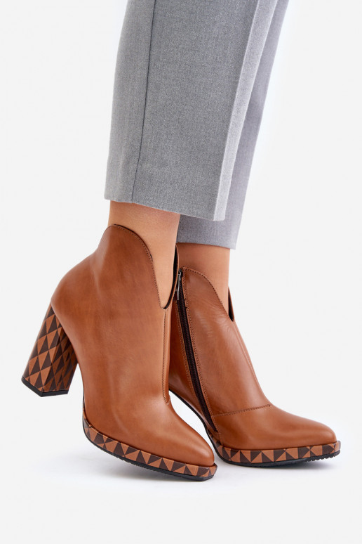 Braune Lederstiefeletten mit Absätzen Laura Messi 2836