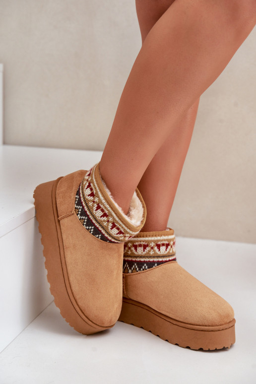 Braune Schneestiefel mit Mustern und Plattform Avatharia