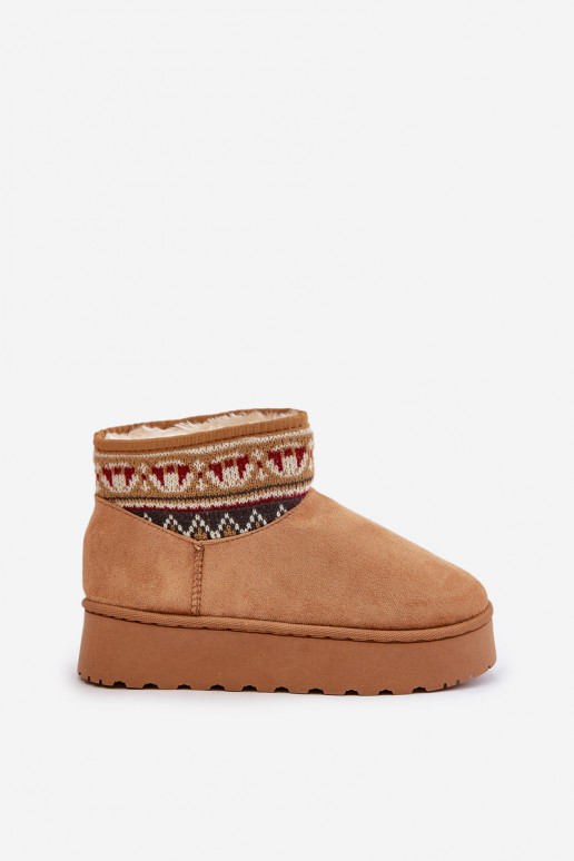 Braune Schneestiefel mit Mustern und Plattform Avatharia