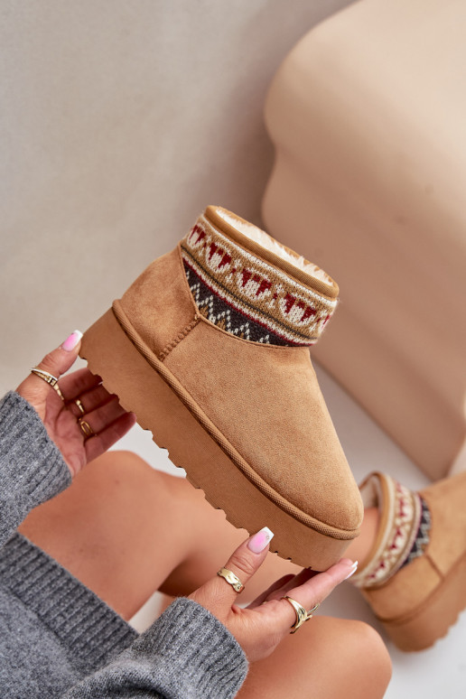 Braune Schneestiefel mit Mustern und Plattform Avatharia