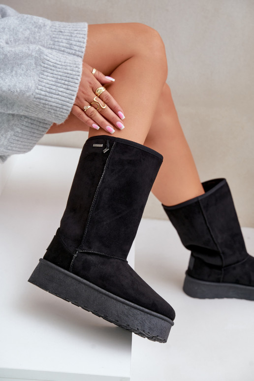 Schwarze hohe Schneestiefel mit Plattform Big Star OO274895