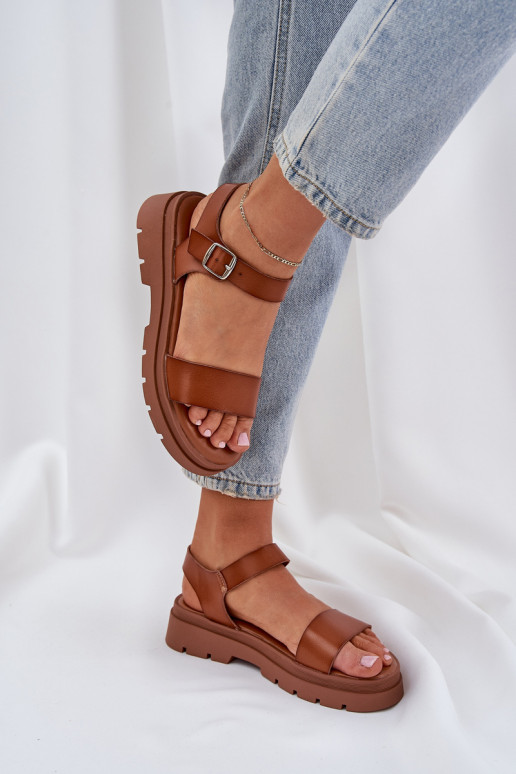 Braune Damen Sandalen mit Plattform Evaretha