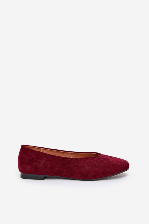 Klassische Ballerinas aus bordeaux Kunstveloursleder Osallin