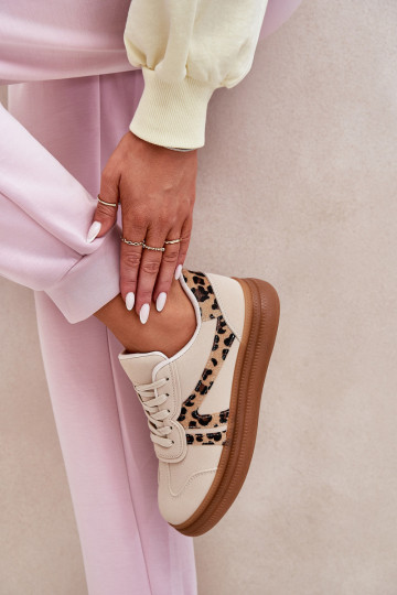Damen-Sneaker mit Plattform und Leopardenmuster in sand Totter 2