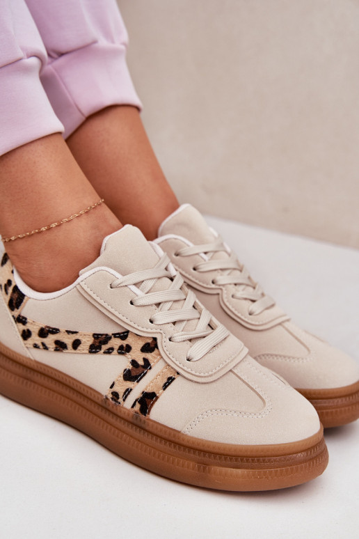 Damen-Sneaker mit Plattform und Leopardenmuster in sand Totter